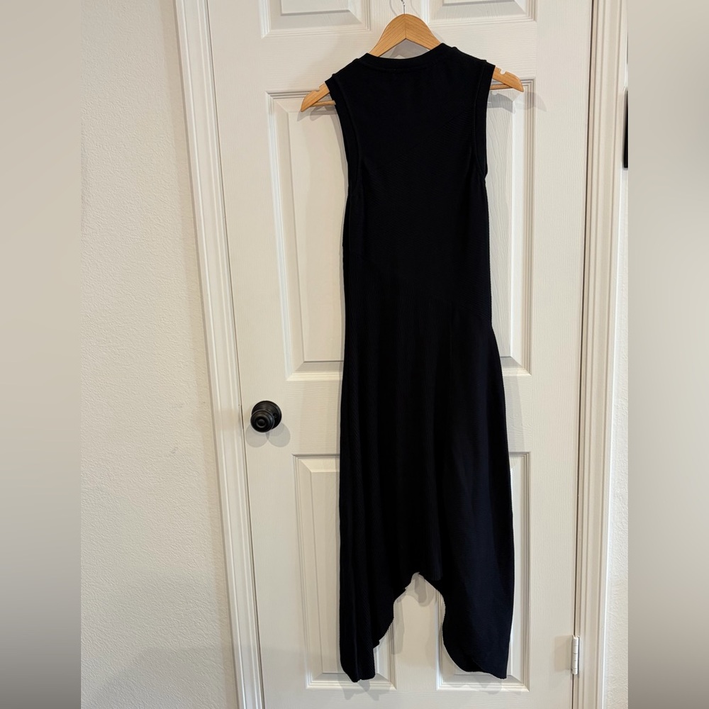 AllSaints Gia Ribbed Asymmetric Black Maxi Dress | Size 6 - Picture 6 of 6